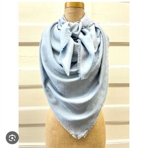 CHRISTIAN DIOR | Cannage Jacquard Large Scarf Shawl blue silk cashmere